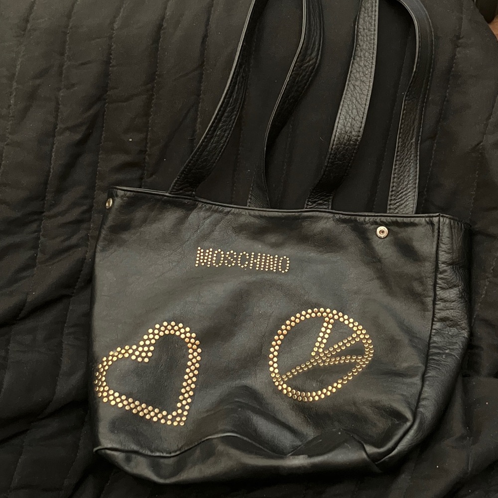 Moschino Black Tote with Gold Accents